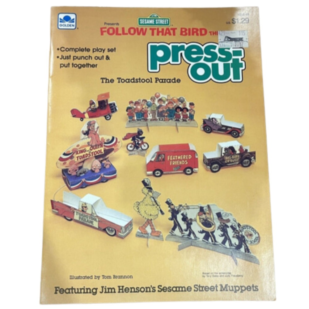 Sesame Street Vtg 1985 Golden  Follow That Bird Press-Out Toadstool‎ Parade